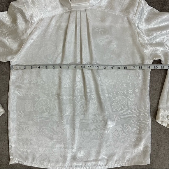 OSCAR de la RENTA Expressions White Blouse Size 6 - Picture 5 of 9